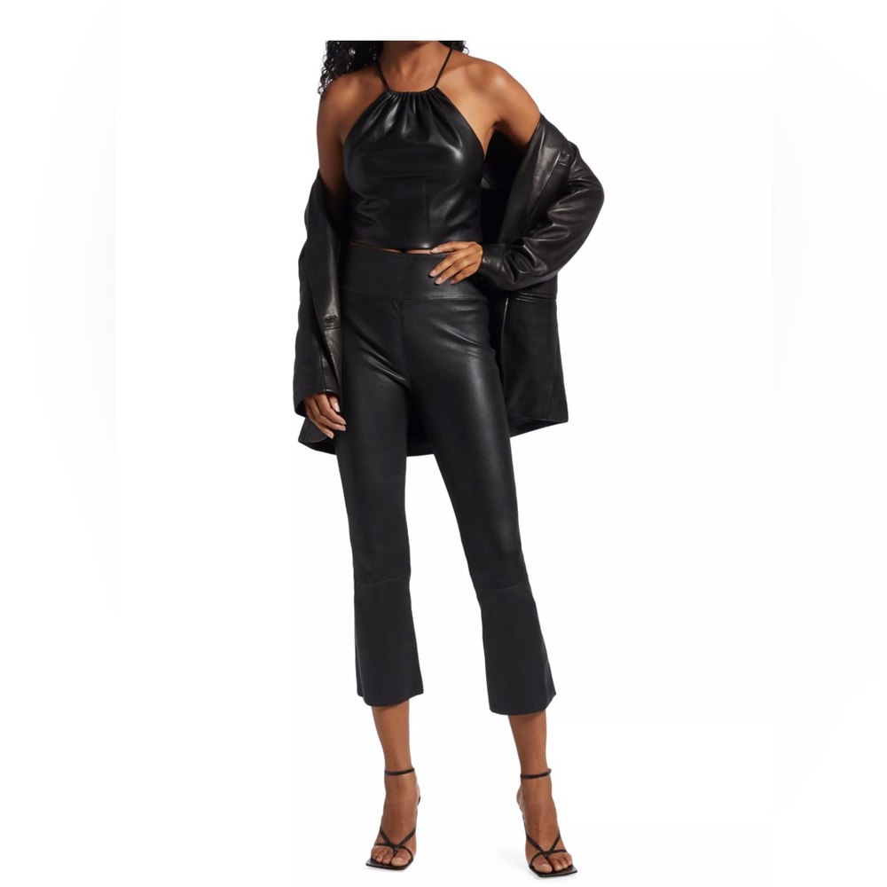 CROP FLARE LEATHER LEGGINGS - BRAND NEW W/ TAGS
